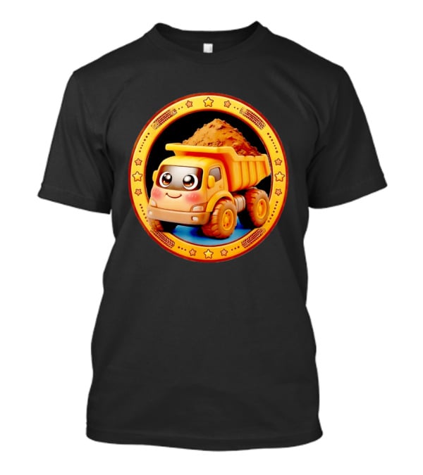 Yellow Dump Truck With Dirt Cute Construction Vehicle With Stars T-Shirt