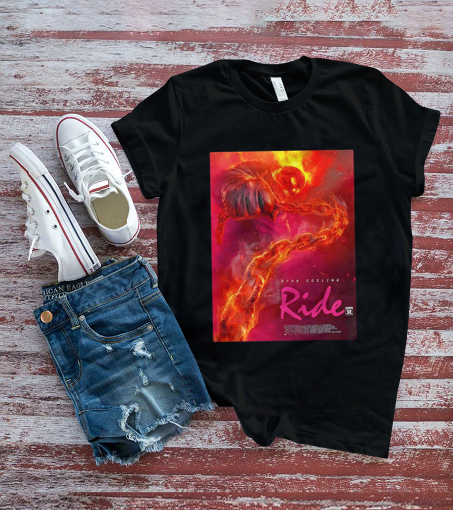 Ryan Gosling Ride Movie Ghost Rider Flaming Chain Image T-Shirt