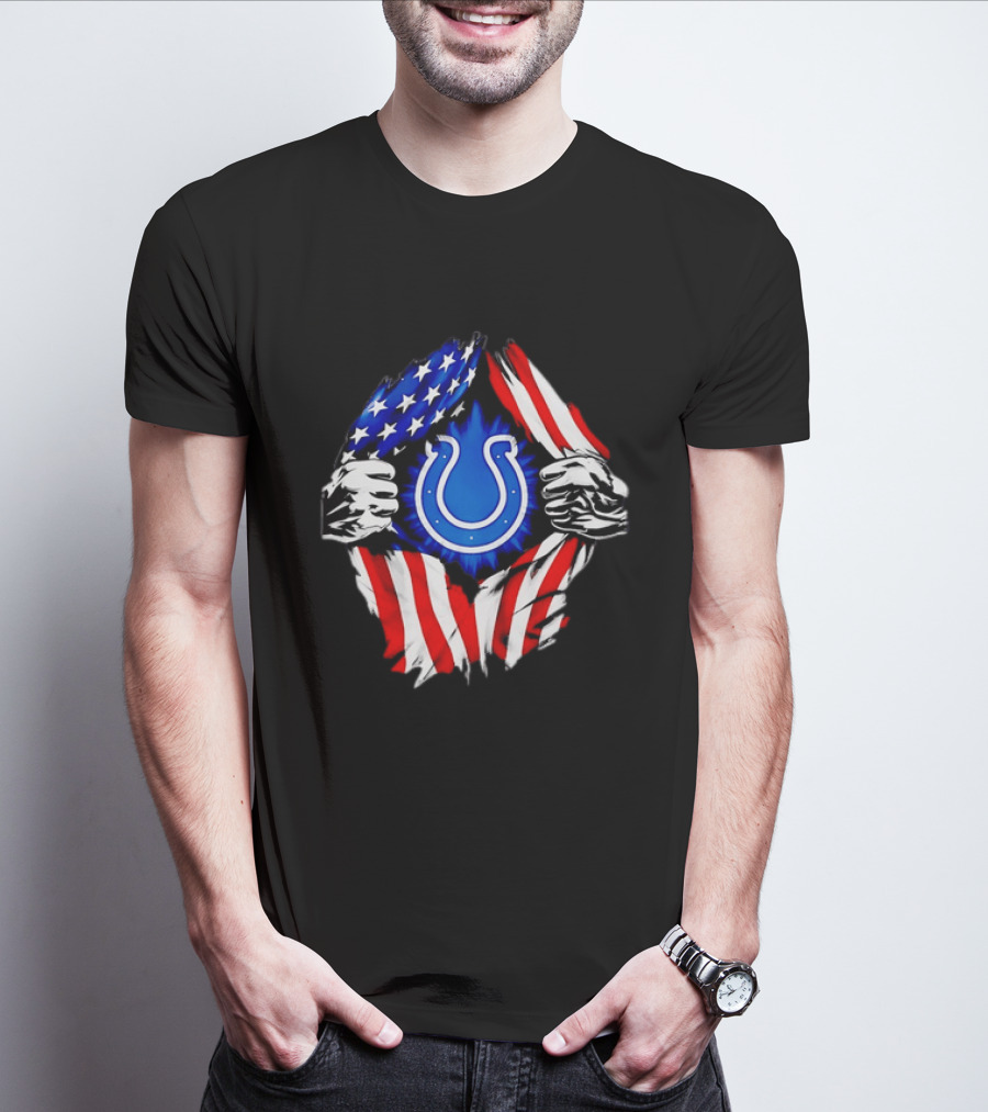 Indianapolis Colts American Flag Ripped Chest T-Shirt