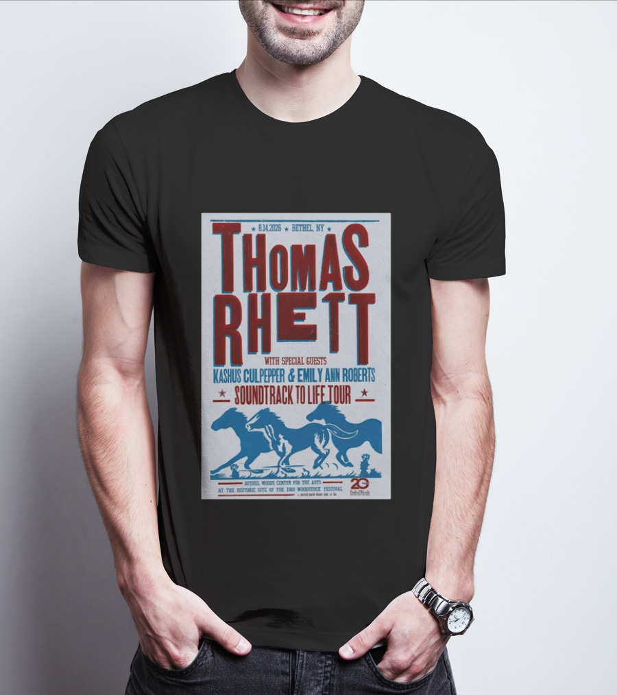 Thomas Rhett Bethel NY 2026 Soundtrack To Life Tour Kashus Culpepper Emily Ann Roberts T-Shirt
