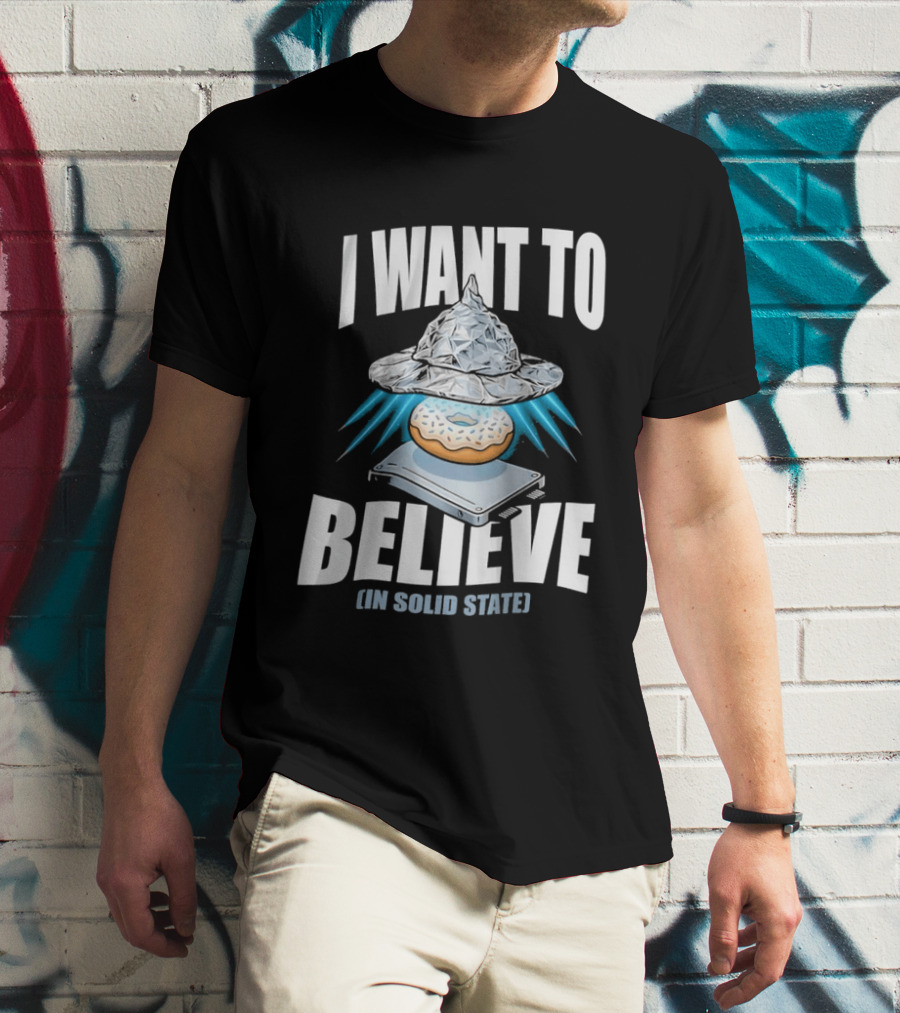 I Want To Believe UFO Donut In Solid State T-Shirt
