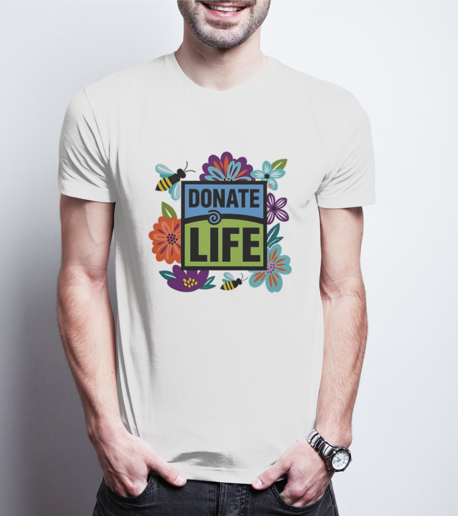Donate Life Floral Bee Awareness Organ Donation Colorful Flowers T-Shirt