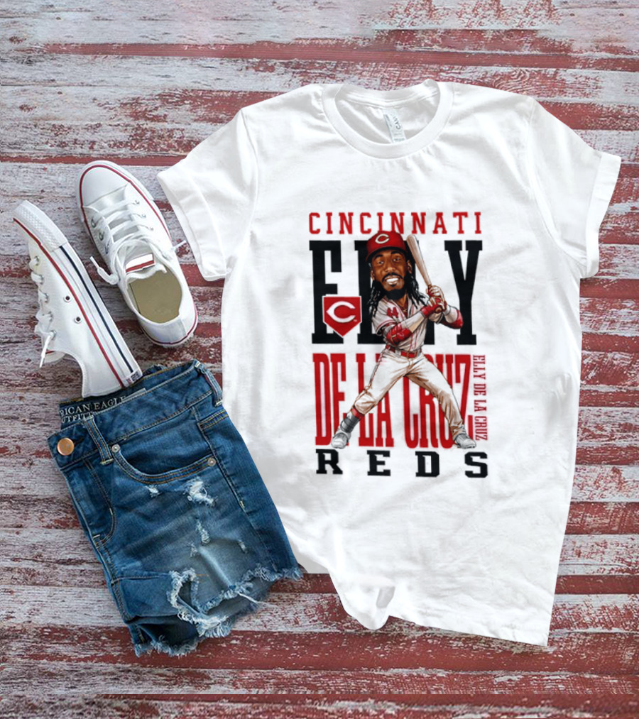 Cincinnati Reds Elly De La Cruz Baseball Caricature T-Shirt