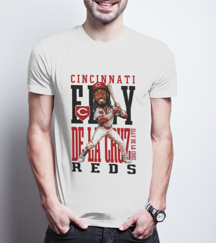 Cincinnati Reds Elly De La Cruz Baseball Caricature T-Shirt