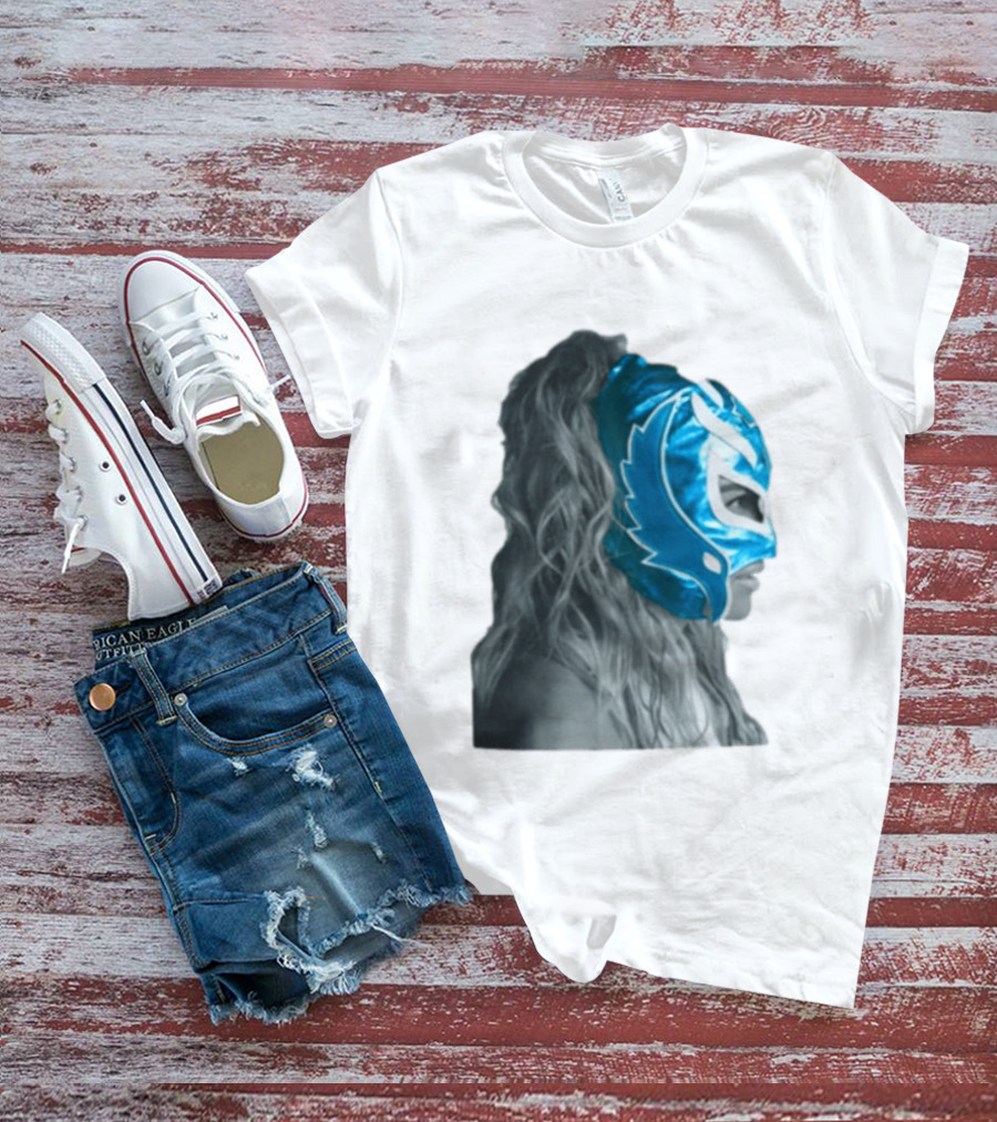 Karol G Store Limited Edition Cream Blue Luchador Mask T-Shirt