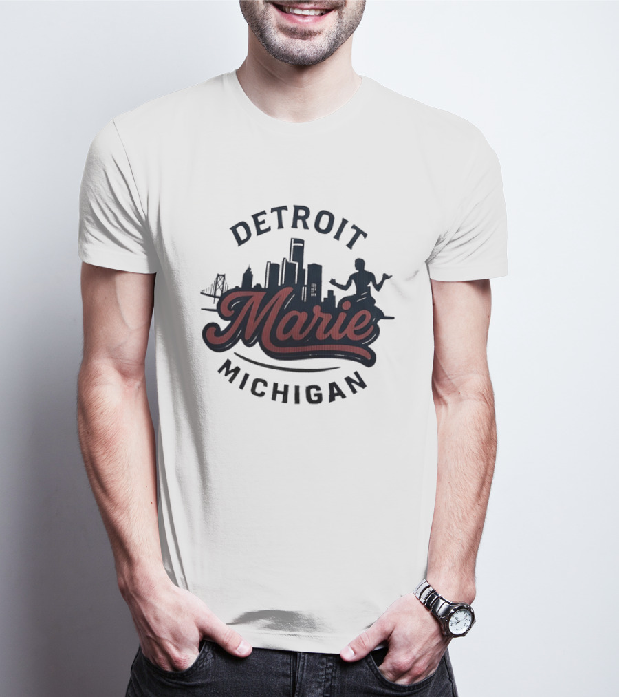 Detroit Michigan Marie Skyline T-Shirt
