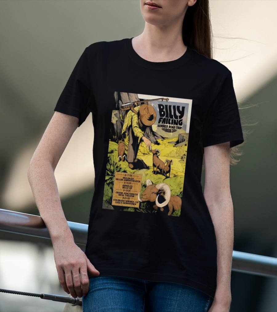 Billy Failing Summer Road Trip Colorado 2026 Dillon Amphitheater Belly Up Mesa Theater Lulu's Downtown T-Shirt