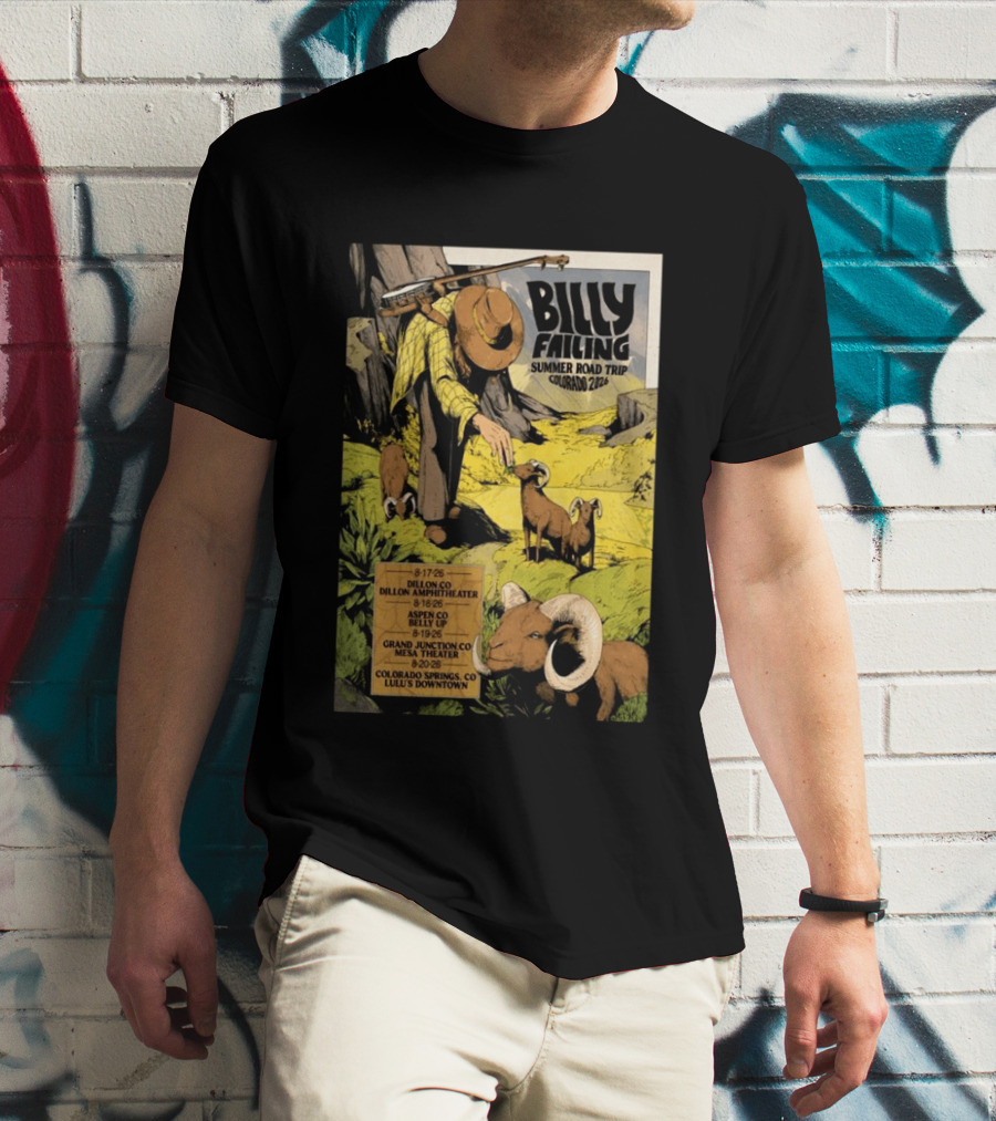 Billy Failing Summer Road Trip Colorado 2026 Dillon Amphitheater Belly Up Mesa Theater Lulu's Downtown T-Shirt