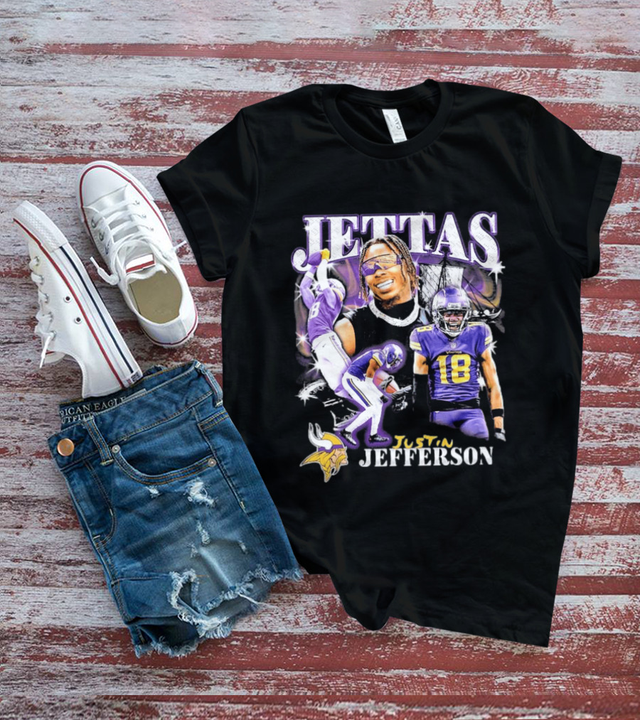 Fanatics Black Jettas Justin Jefferson Minnesota Vikings Notorious Player T-Shirt