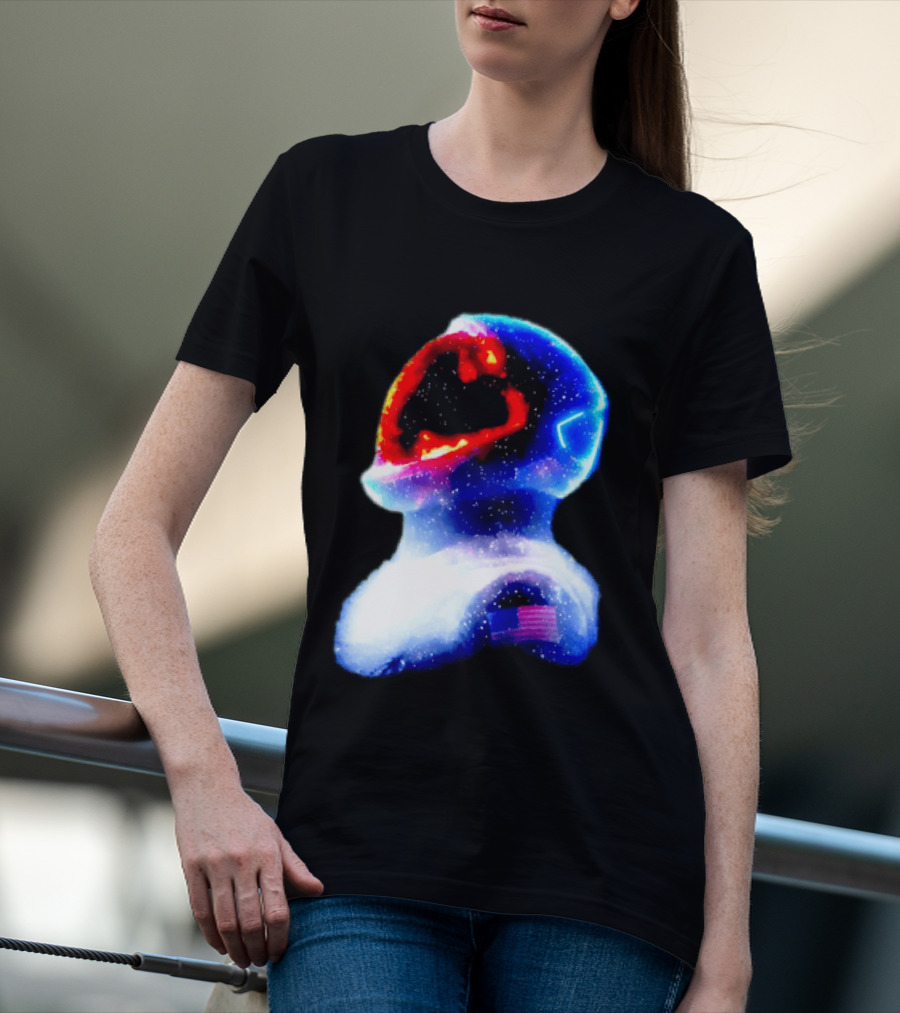 Galaxy Astronaut With American Flag Space Cosmic Adventure T-Shirt