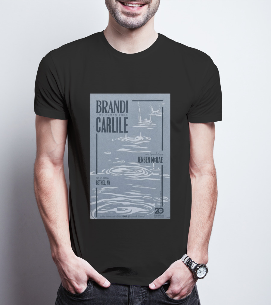 Brandi Carlile The Human Tour August 16 2026 Bethel Ny With Special Guest Jensen Mcrae Woodstock 20 Years Bethelwoods 1969 T-Shirt