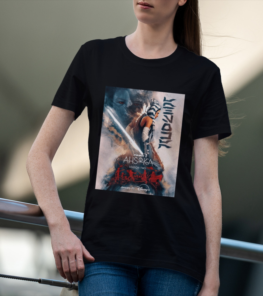 Star Wars Ahsoka Season 2 Premiering January 20 Disney Plus Featuring Lightsaber And Characters T-Shirt
