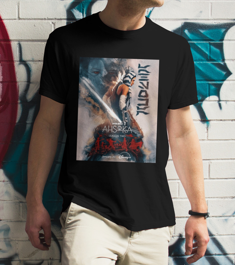 Star Wars Ahsoka Season 2 Premiering January 20 Disney Plus Featuring Lightsaber And Characters T-Shirt