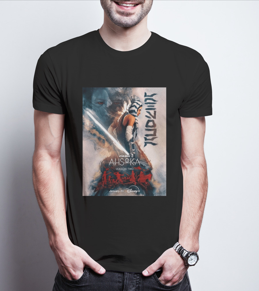 Star Wars Ahsoka Season 2 Premiering January 20 Disney Plus Featuring Lightsaber And Characters T-Shirt