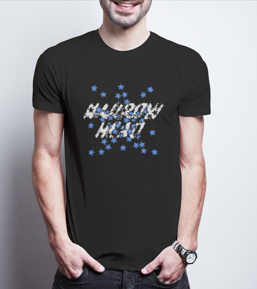 Narrow Head Starry Pattern Blue White Stars T-Shirt