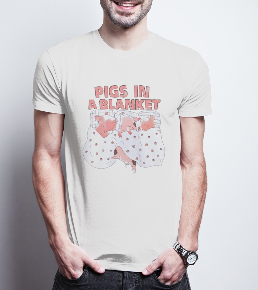 Pigs In A Blanket Cozy Strawberry Bedding T-Shirt