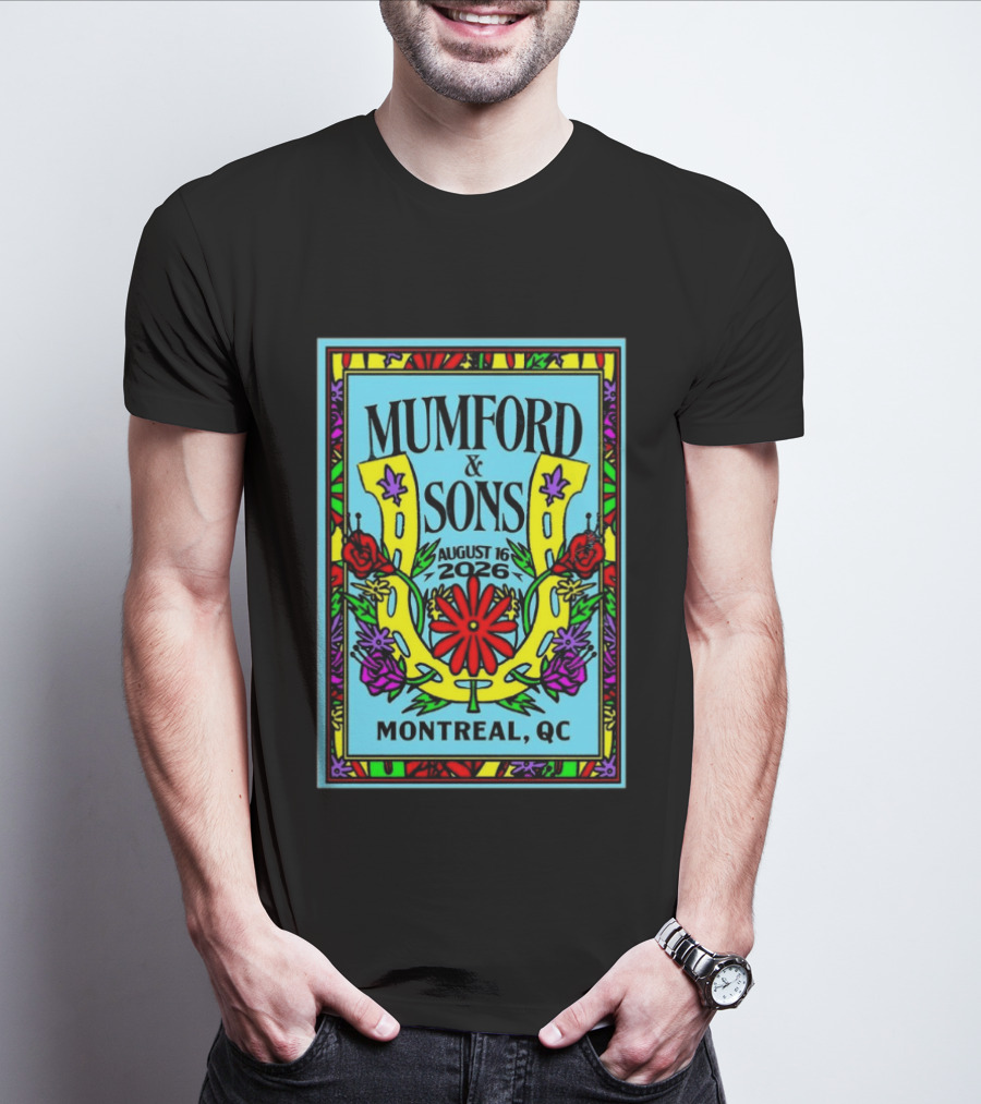 Mumford And Sons August 16 2026 Montreal QC Colorful Floral Concert T-Shirt