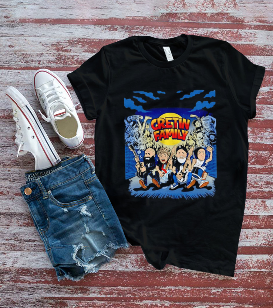Cretin Family Ramones Cartoon Band Punk Rock Skull T-Shirt