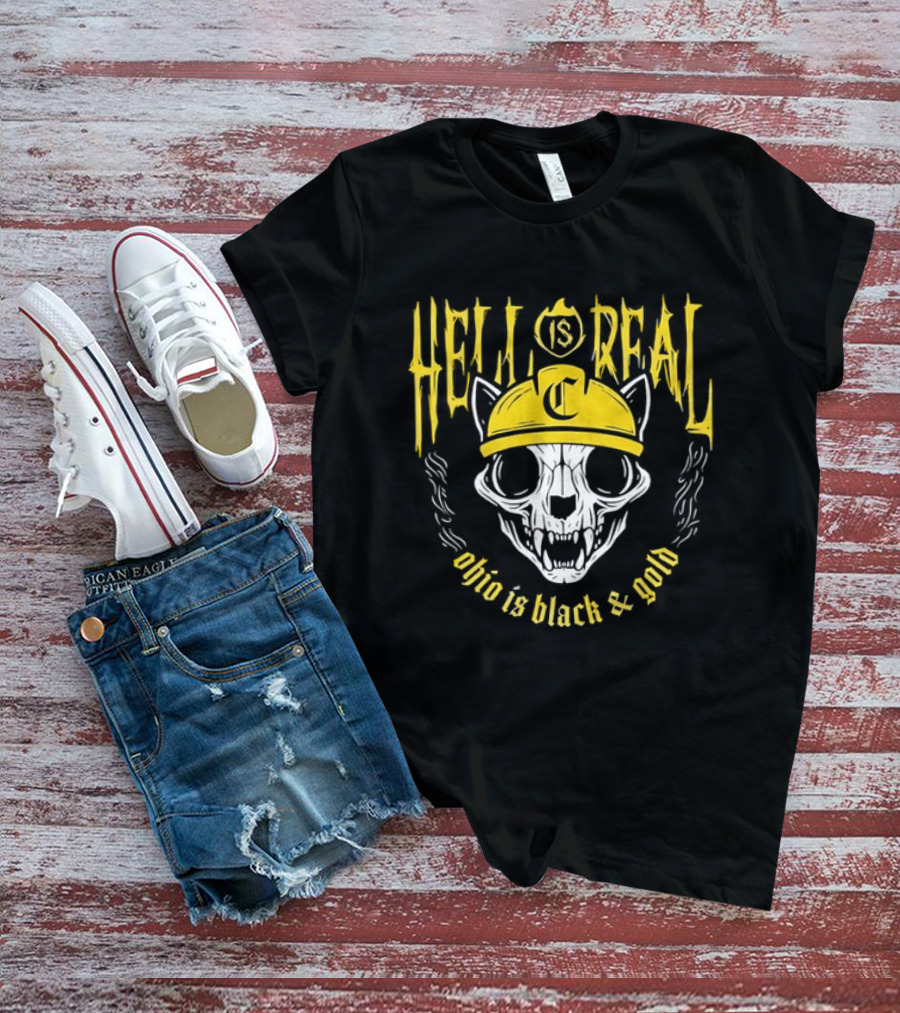Hell Is Real Ohio Is Black And Gold Skull C Hat T-Shirt
