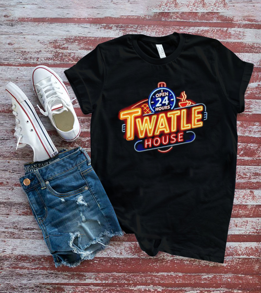 Twatle House Open 24 Hours Neon Sign Restaurant Decor Coffee Cup T-Shirt