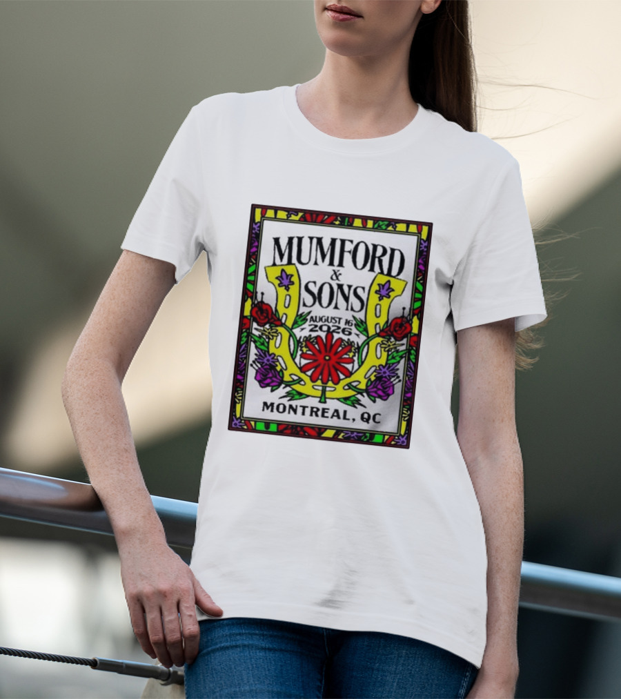 Mumford & Sons August 16 2026 Montreal QC Floral Horseshoe T-Shirt