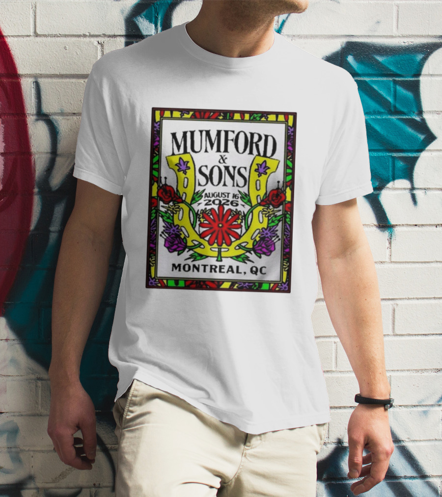 Mumford & Sons August 16 2026 Montreal QC Floral Horseshoe T-Shirt