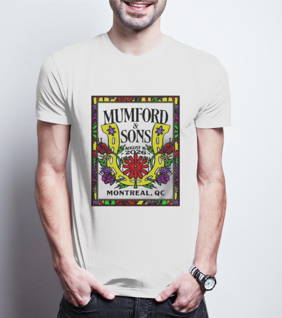 Mumford & Sons August 16 2026 Montreal QC Floral Horseshoe T-Shirt
