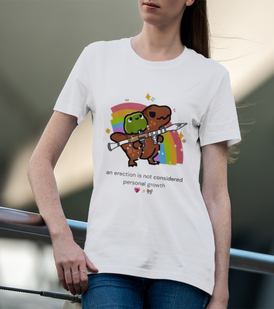 Original Rex Rocket An Erection Is Not Considered Personal Growth Rainbow Dinosaur Frog T-Shirt