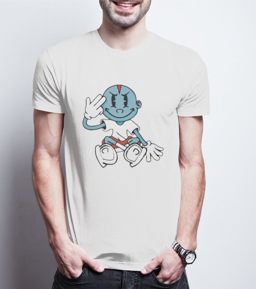 Lil Darkie Brahman Sits Blue Cartoon Figure With Red Shorts And Gloves T-Shirt