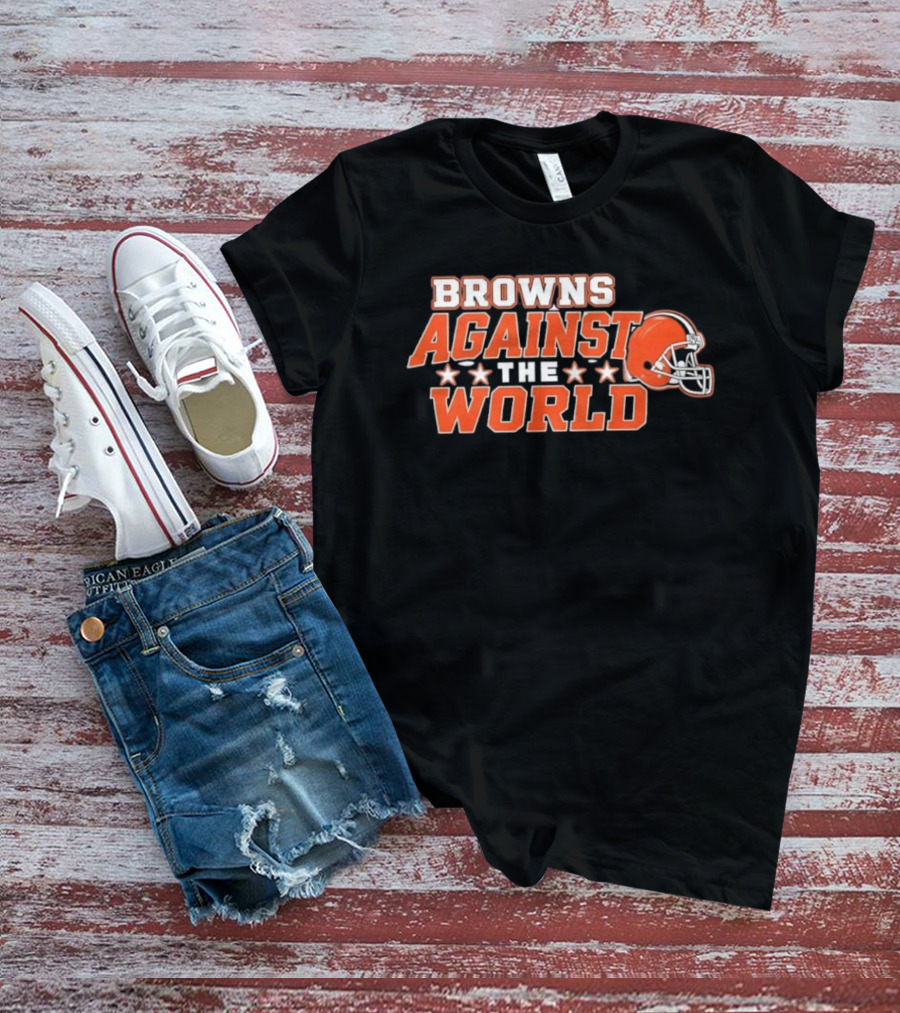 Browns Against The World Football Helmet Stars T-Shirt