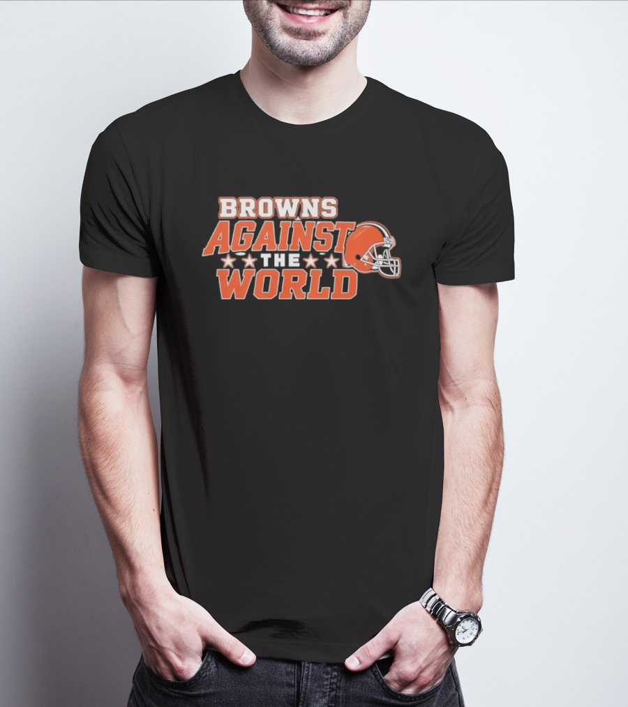 Browns Against The World Football Helmet Stars T-Shirt