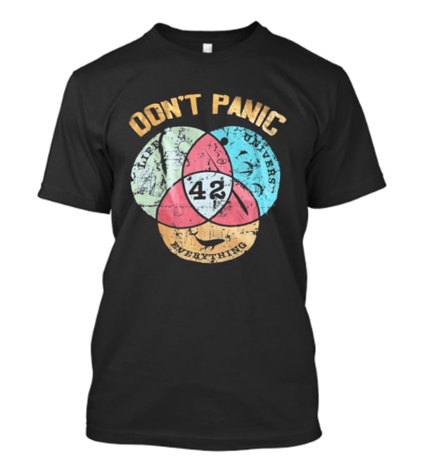 Don't Panic Life Universe Everything 42 Distressed T-Shirt