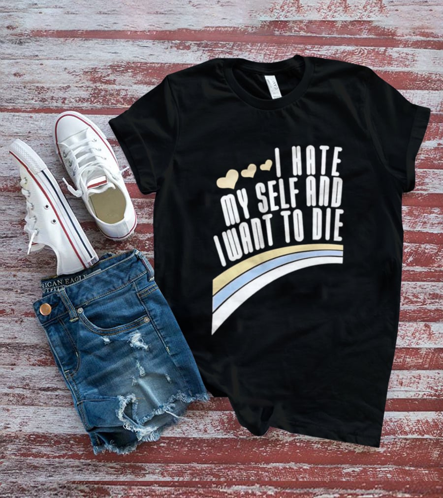 I Hate Myself And I Want To Die Nirvana Hearts Rainbow T-Shirt