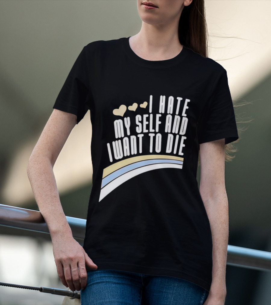 I Hate Myself And I Want To Die Nirvana Hearts Rainbow T-Shirt