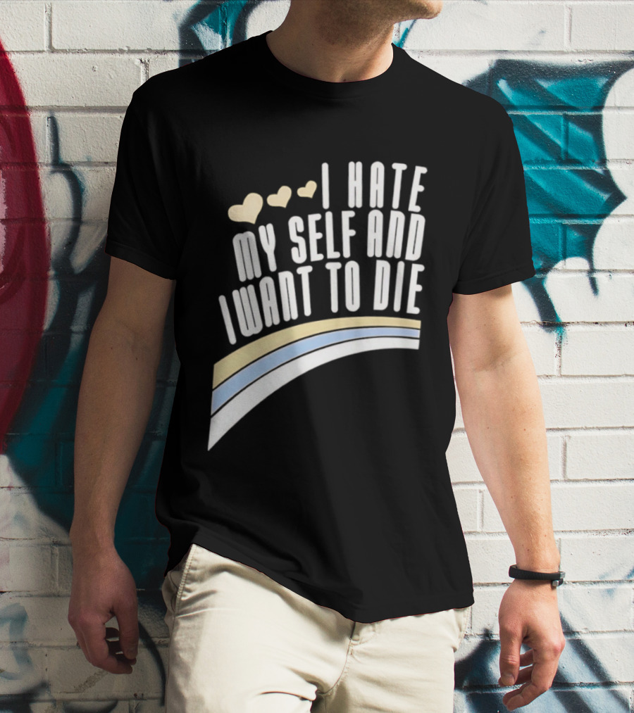 I Hate Myself And I Want To Die Nirvana Hearts Rainbow T-Shirt