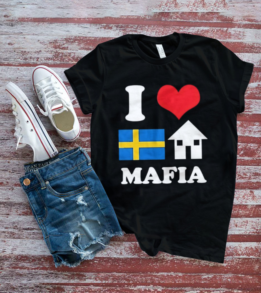 I Love Swedish Flag Heart House Mafia EDM Electronic Dance Music T-Shirt