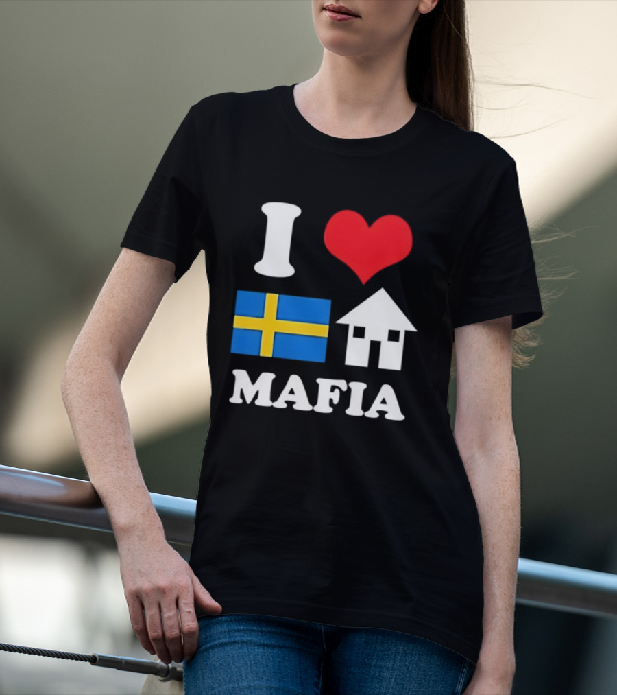 I Love Swedish Flag Heart House Mafia EDM Electronic Dance Music T-Shirt