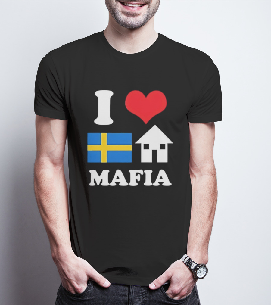 I Love Swedish Flag Heart House Mafia EDM Electronic Dance Music T-Shirt
