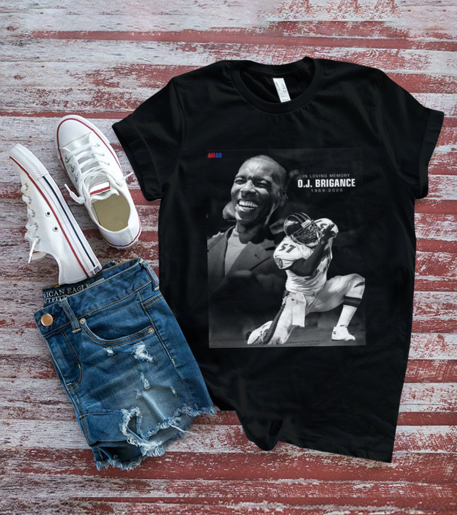 All22 O.J. Brigance In Loving Memory 1969 2026 Football Number 57 T-Shirt