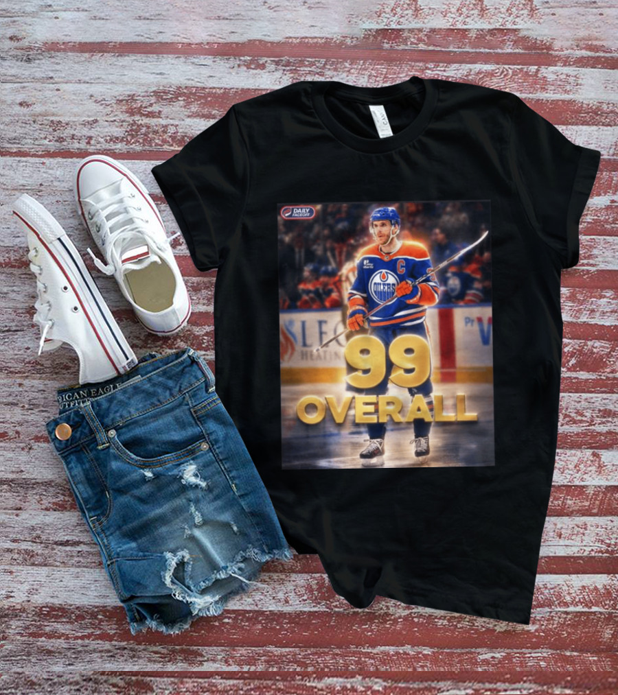 McDavid Oilers 99 Overall Daily Faceoff NHL Captain Hockey T-Shirt