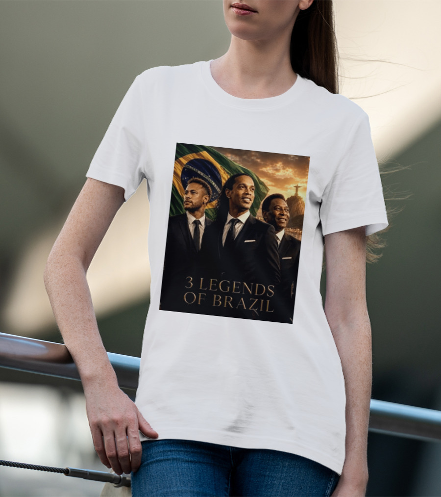 3 Legends Of Brazil Pelé Ronaldinho Neymar Brazilian Heritage T-Shirt