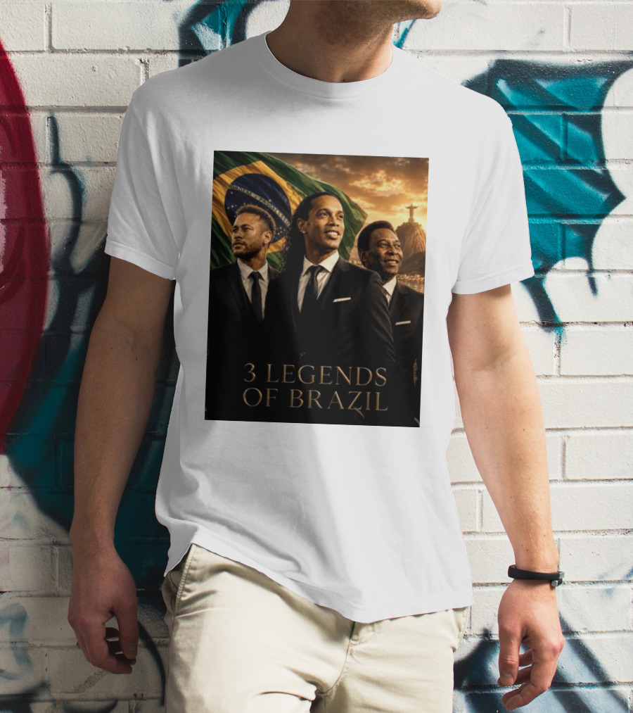 3 Legends Of Brazil Pelé Ronaldinho Neymar Brazilian Heritage T-Shirt
