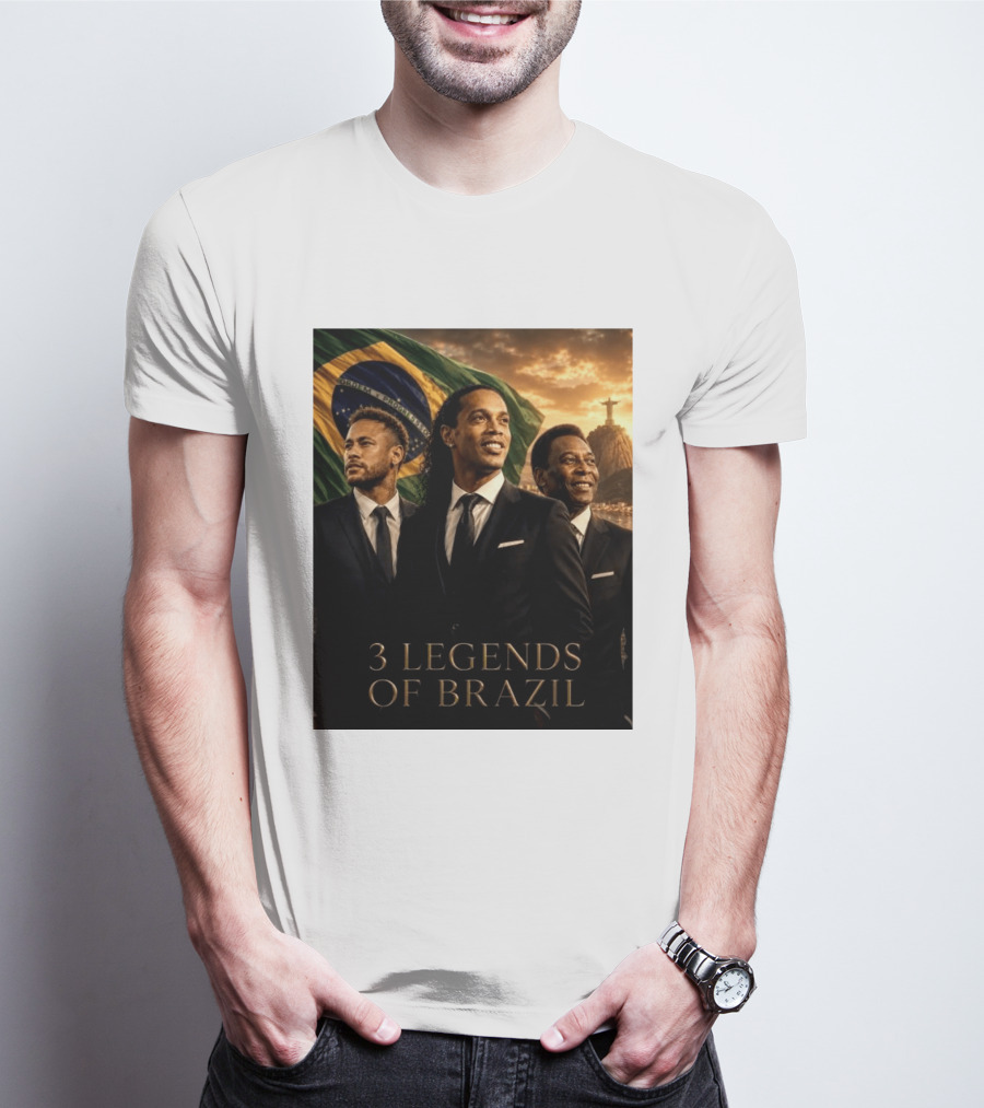 3 Legends Of Brazil Pelé Ronaldinho Neymar Brazilian Heritage T-Shirt