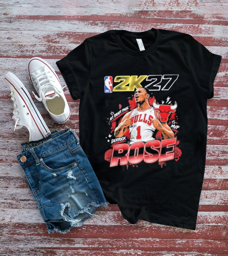 NBA 2K27 MVP Derrick Rose Bulls #1 Highlight T-Shirt