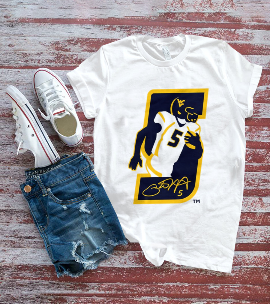 WVU Number 5 Pat White Signature Retirement T-Shirt