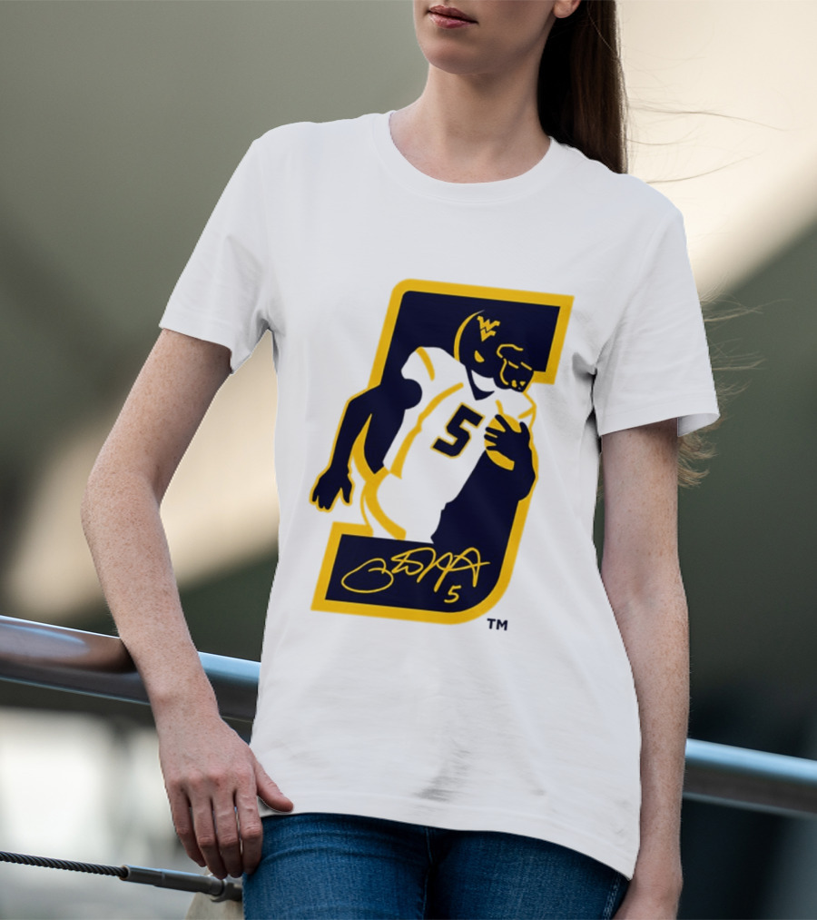 WVU Number 5 Pat White Signature Retirement T-Shirt