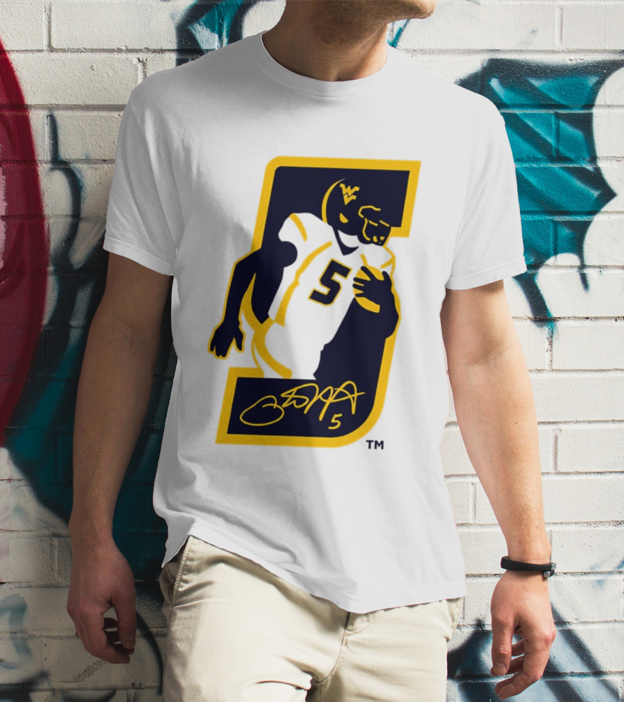 WVU Number 5 Pat White Signature Retirement T-Shirt