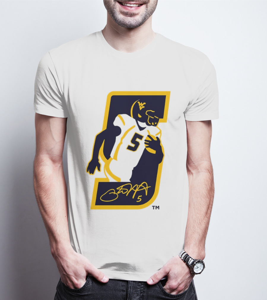 WVU Number 5 Pat White Signature Retirement T-Shirt