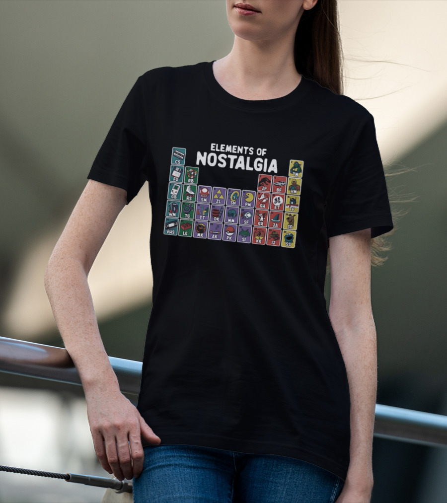 Elements Of Nostalgia 80s 90s Pop Culture Cassette Tape Gaming Toy VHS T-Shirt
