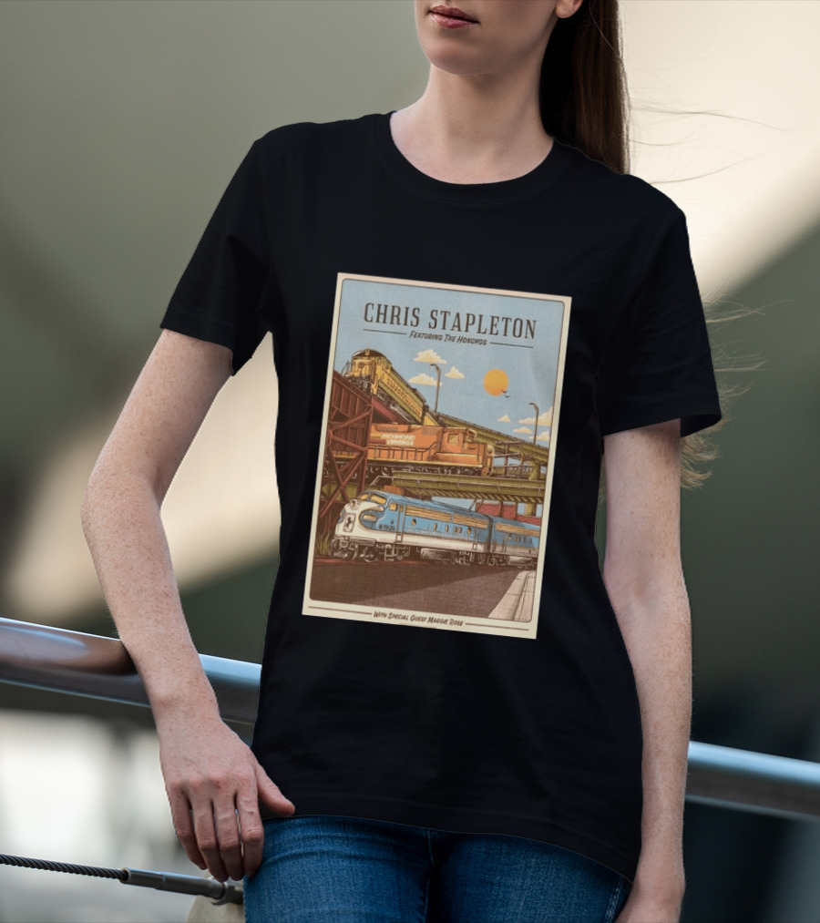 Chris Stapleton Featuring The Honchos Special Guest Maggie Rose Aug 19 2026 Allianz Amphitheater Riverfront Richmond Virginia Vintage Trains Scene T-Shirt